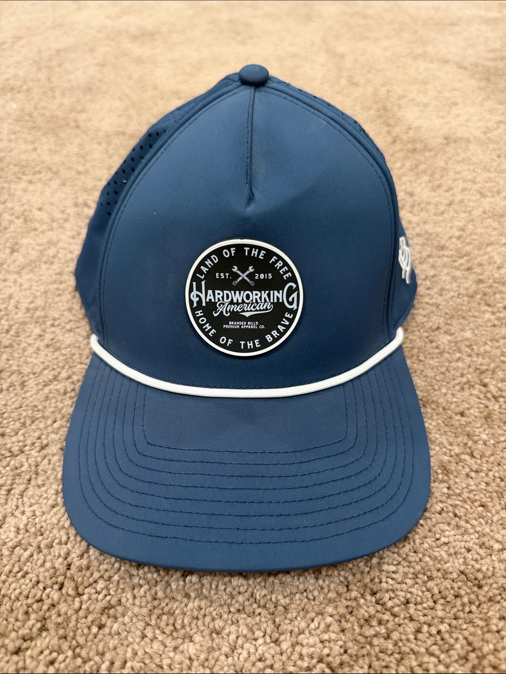 Hardworking America Navy Mesh-Back Snapback Hat